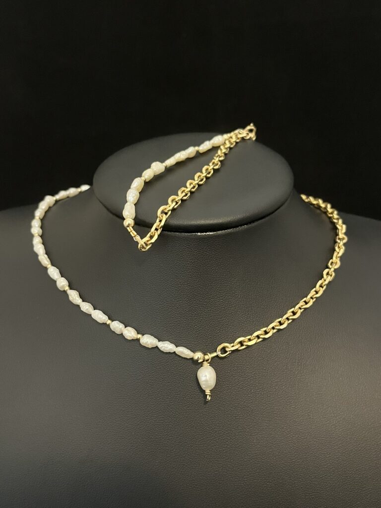 Elegant Cable Fusion Chain Necklace with Pearl Pendant