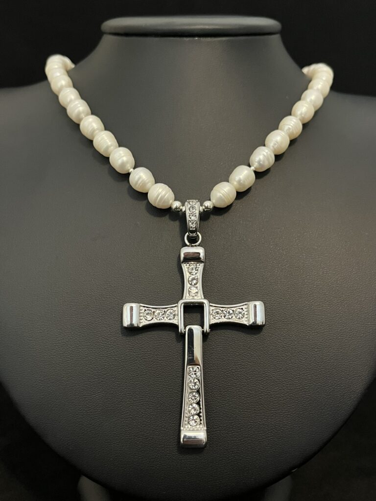 Baroque Pearl Cross Necklace