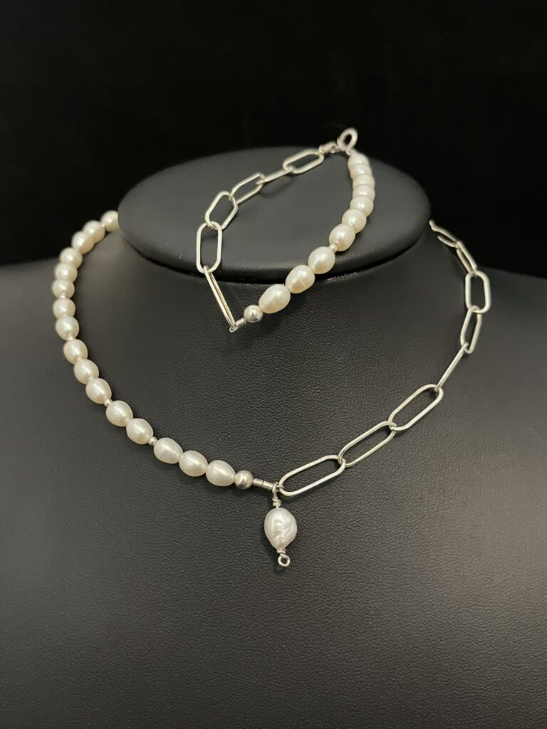 Paperclip and Pearl Collar - L.A.M.V. Fusion Necklace