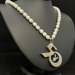 Bold Pearl Necklace with Playboy Anniversary Pendant