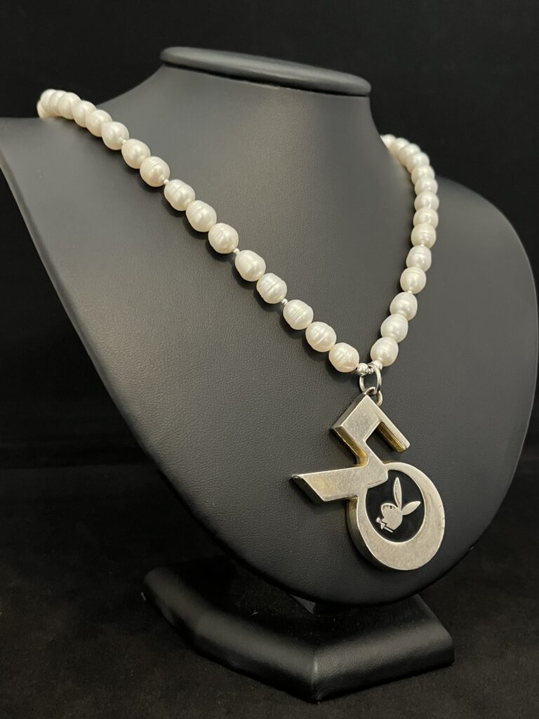 Bold Pearl Necklace with Playboy Anniversary Pendant